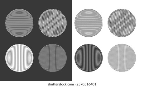 Abstract circular textures with curved line art