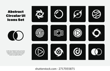 Conjunto de Ícones de Interface do Usuário Circular Abstratos