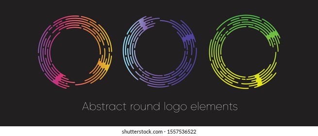 Abstract circular vector elements. Circles from abstract lines. Abstract round logo elements.