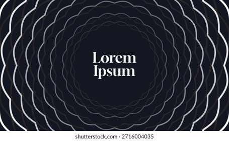 Abstract circular wave dark background with white concentric lines