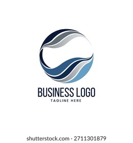 Abstract circular wave lines global corporate finance business symbol Vector logo template