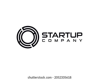 Abstrakte Kreislaufwellen Anfangsbuchstaben O Logo. Für Unternehmens- und Technologielogos geeignet. Flaches Vectorlogo-Design-Vorlagenelement.