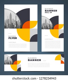 Abstract cirle theme Set flyer cover, banner, roll up banner