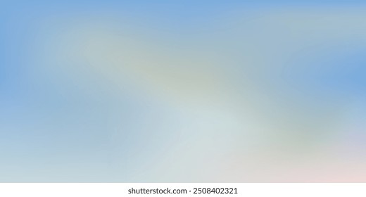 Abstrakte Zirruswolken. Hellblauer, rosafarbener Vektorbanner. Pastellfarbverlauf-Himmelsmuster. Unscharfes Licht Fuzz bunten Farbverlauf Hintergrund.