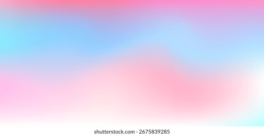 Nuvens de cirros abstratas. Banner azul claro, cor rosa. Padrão de gradiente do céu pastel. Fundo de gradiente colorido difuso luz borrada fuzz. Pastel suaviza as formas de malha. Tela de fundo horizontal macia do vetor