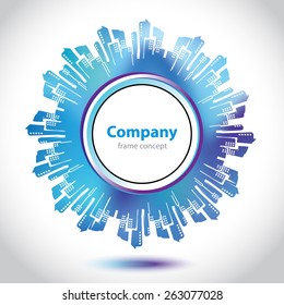 Abstract cities emblem - circle element - stock vector