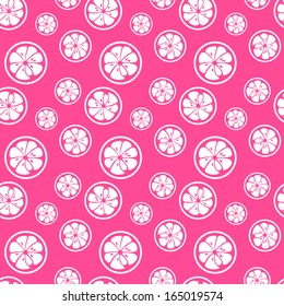 Abstract citrus fruit seamless pattern. Vector illustration for fresh sweet design. Can be used for wallpaper, cover fill, web page background, surface texture. Pink and white color.