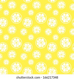Abstract citrus fruit seamless pattern. Vector illustration for fresh sweet design. Can be used for wallpaper, cover fill, web page background, surface texture. Yellow and white color.