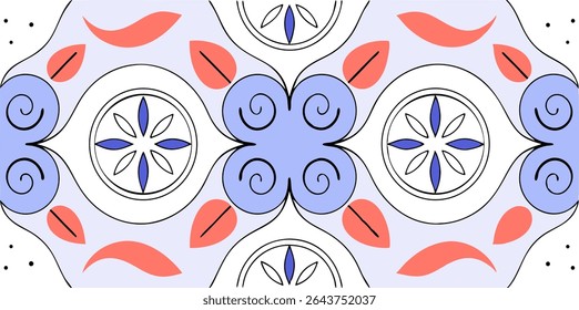 Abstract Citrus and Swirl Seamless Pattern Modern Lemon Slice Vector Design with Decorative Flair