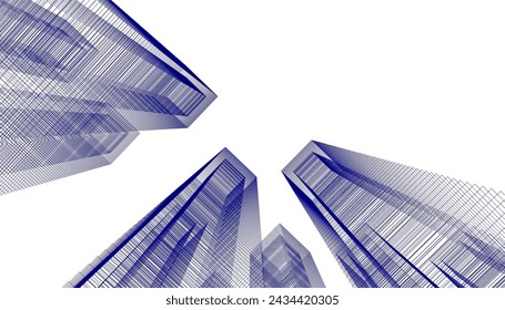 abstract city architecture 3d illustration