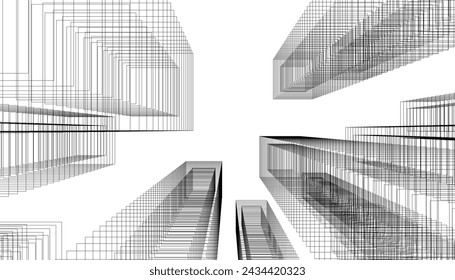 abstract city architecture 3d illustration