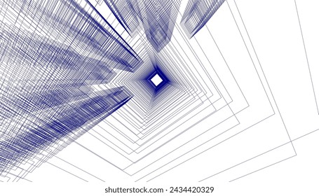 abstract city architecture 3d illustration
