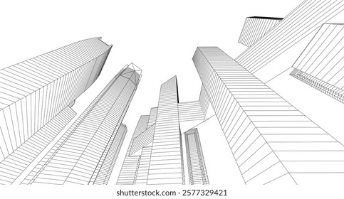 Abstract city architecture 3d rendering 3d illustration