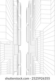 Ilustração do vetor 3d da arquitetura da cidade abstrata