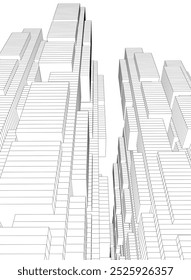 Ilustración 3D de Vector de arquitectura de ciudad Abstractas
