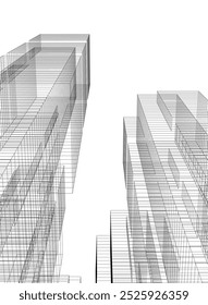 Abstrakte Stadtarchitektur, Vektorgrafik 3d