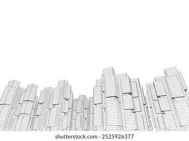 Ilustración 3D de Vector de arquitectura de ciudad Abstractas