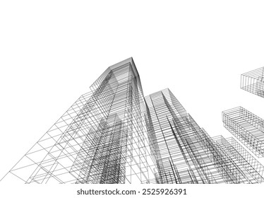 Ilustração do vetor 3d da arquitetura da cidade abstrata