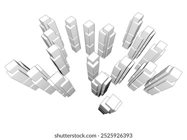 Abstract city architecture vector 3d illustration