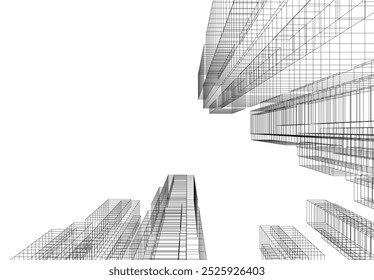 Abstract city architecture vector 3d illustration