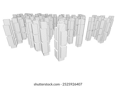 Abstract city architecture vector 3d illustration