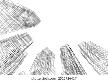 Abstract city architecture vector 3d illustration