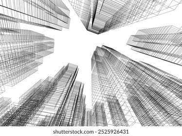Abstract city architecture vector 3d illustration