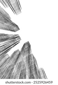 Ilustración 3D de Vector de arquitectura de ciudad Abstractas
