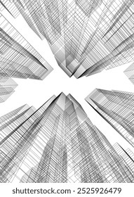 Abstract city architecture vector 3d illustration