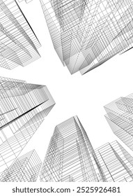 Abstrakte Stadtarchitektur, Vektorgrafik 3d