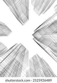 Ilustración 3D de Vector de arquitectura de ciudad Abstractas