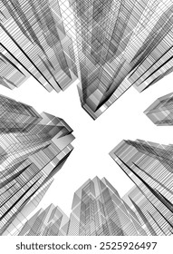 Abstract city architecture vector 3d illustration