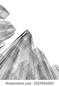 Ilustração do vetor 3d da arquitetura da cidade abstrata