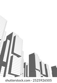 Ilustración 3D de Vector de arquitectura de ciudad Abstractas