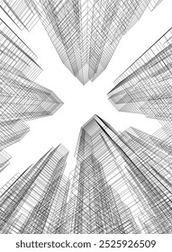 Abstract city architecture vector 3d illustration