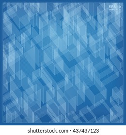 Abstract city background of 3D building wireframe perspective. Vector construction graphic idea.
