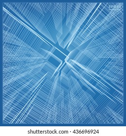 Abstract city background of building wireframe perspective. 3D render for construction graphic idea.