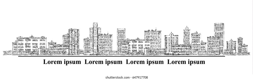 Abstract city background. Hand drawn vector illustration