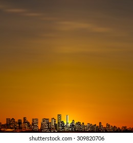 abstract city brown background with panorama of vancouver