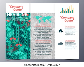 abstract city building architecutre geometric pattern brochure design template vector mock up for use as real estate company annual report, poster,flyer.