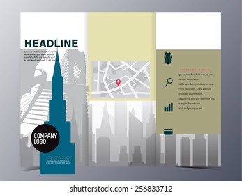 abstract city building geometric pattern brochure design template vector mock up for use as real estate company anual report, poster,flyer