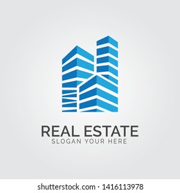 Abstract city building logo design concept. Symbol icon of residential, apartment and city landscape, skyscraper