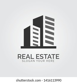 Abstract city building logo design concept. Symbol icon of residential, apartment and city landscape, skyscraper