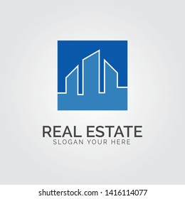Abstract city building logo design concept. Symbol icon of residential, apartment and city landscape, skyscraper