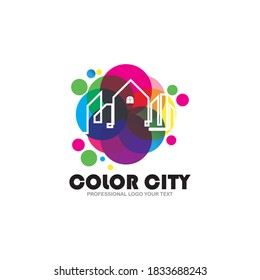 Abstract city building logo design concept. Symbol icon of residential, apartment and city landscape.
