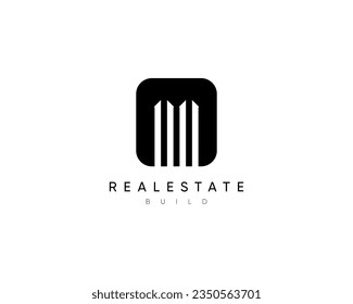 Abstract city building logo design concept. Design for real estate, property, residence, architecture and construction.