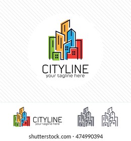 Abstract city building logo design concept. Symbol icon of residential, apartment and city landscape.