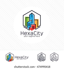 Abstract City Building Logo Design Concept. Symbol Icon Of Residential, Apartment And City Landscape.