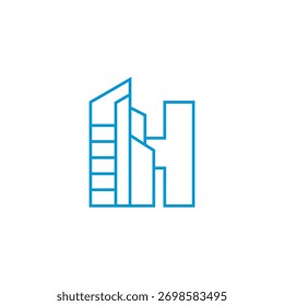 Abstract City Building Outline, Initial Letter H Logo Graphic