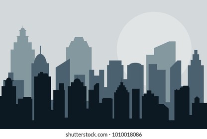 Abstract city building skyline. Buildings silhouette. Urban Landscape. Cityscape background in flat style. Modern city landscape.